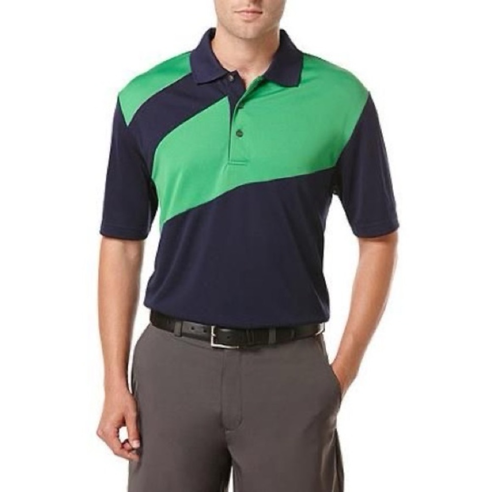 Ben Hogan Men's 2XL Blue Green Golf Performance Polo Colorblock Golf Polo